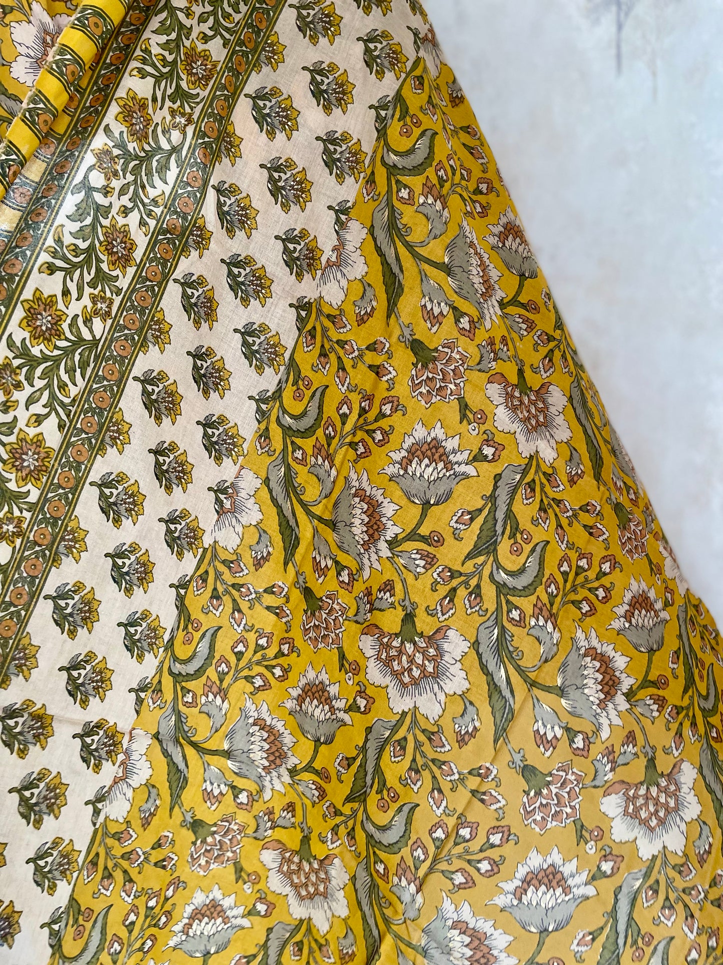 RaasRa Mustard in Full Bloom — Handblock Floral Cotton Kurta Set — view 6