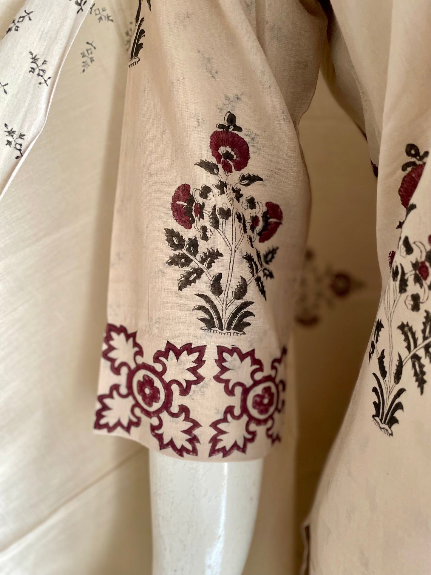 RaasRa Whispers of the Earth — Off-White Handblock Cotton Kurta Set — view 10