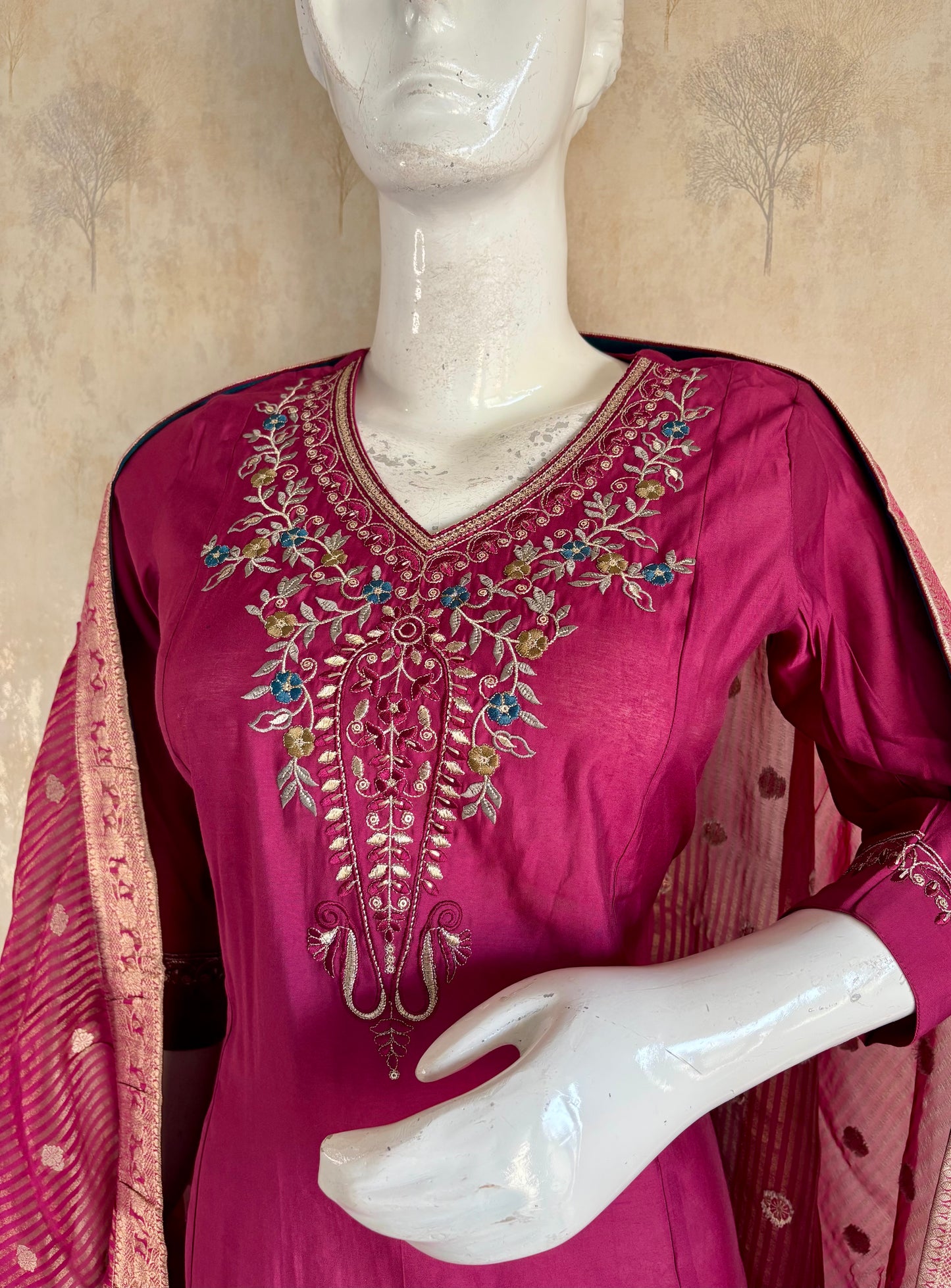 Silk A-Line Kurta Set