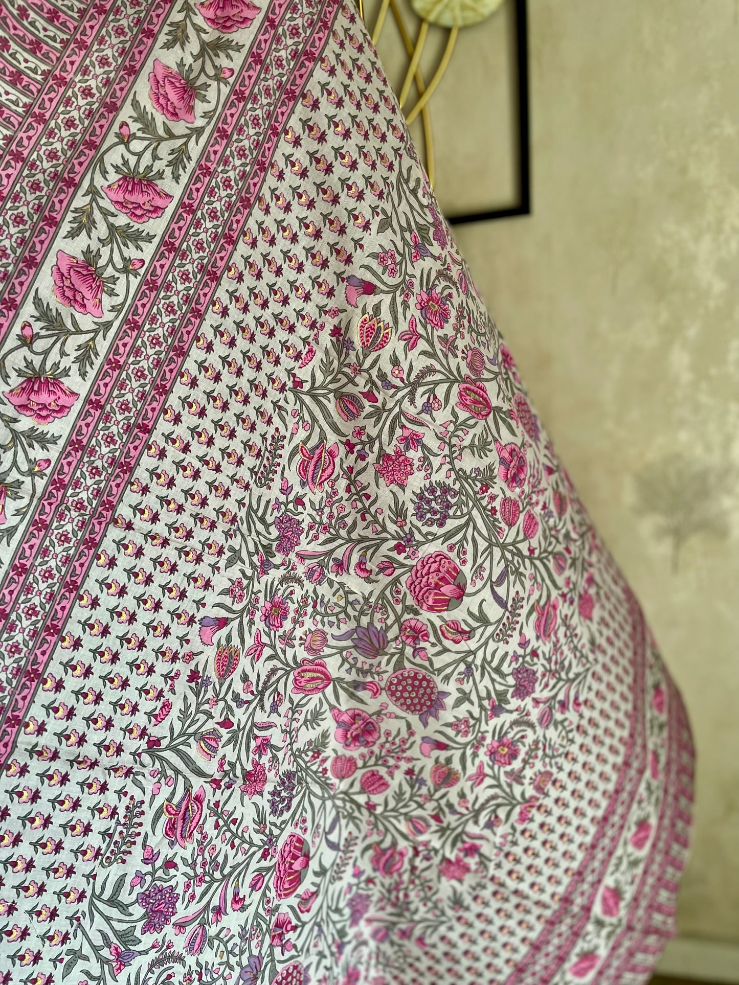 A Match Made in Print Heaven — Pink Handblock Cotton Kurta Set