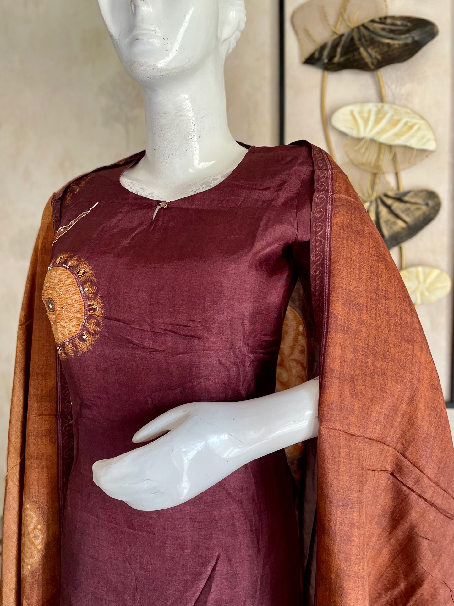 Brown Silk Kurta with Digital Print