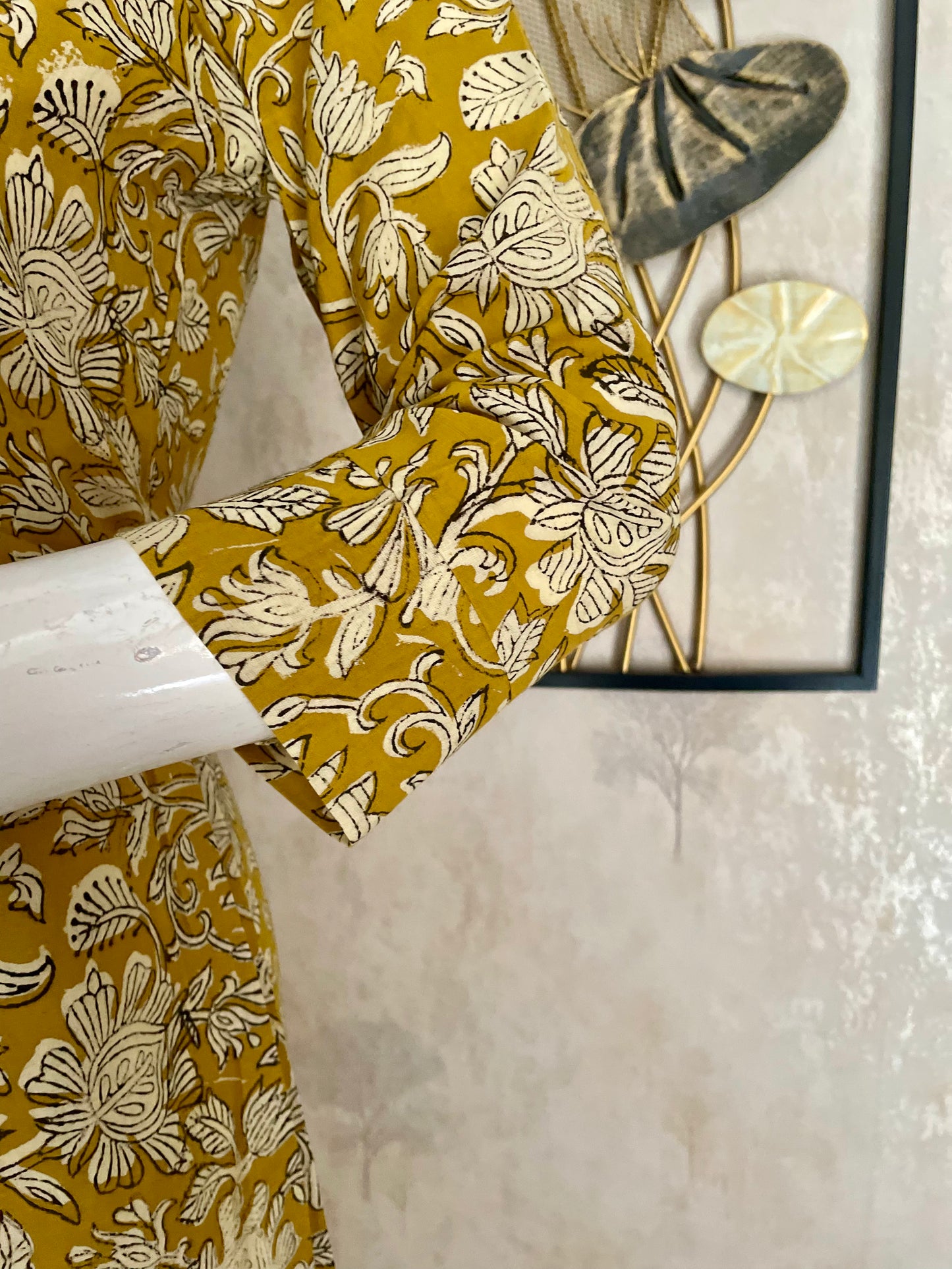 Mustard Kalamkari Handblock Cotton Kurta