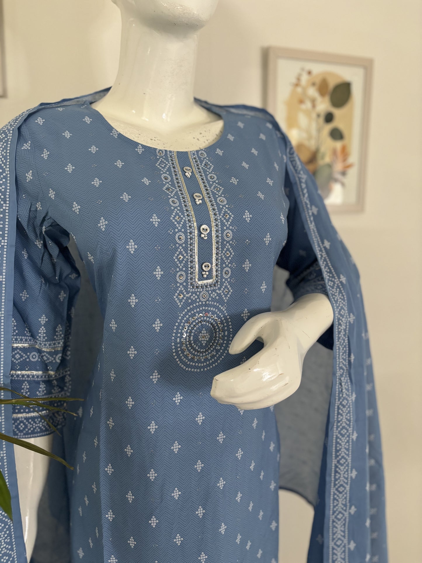 Sky Blue Serenity: Cotton Kurta Set