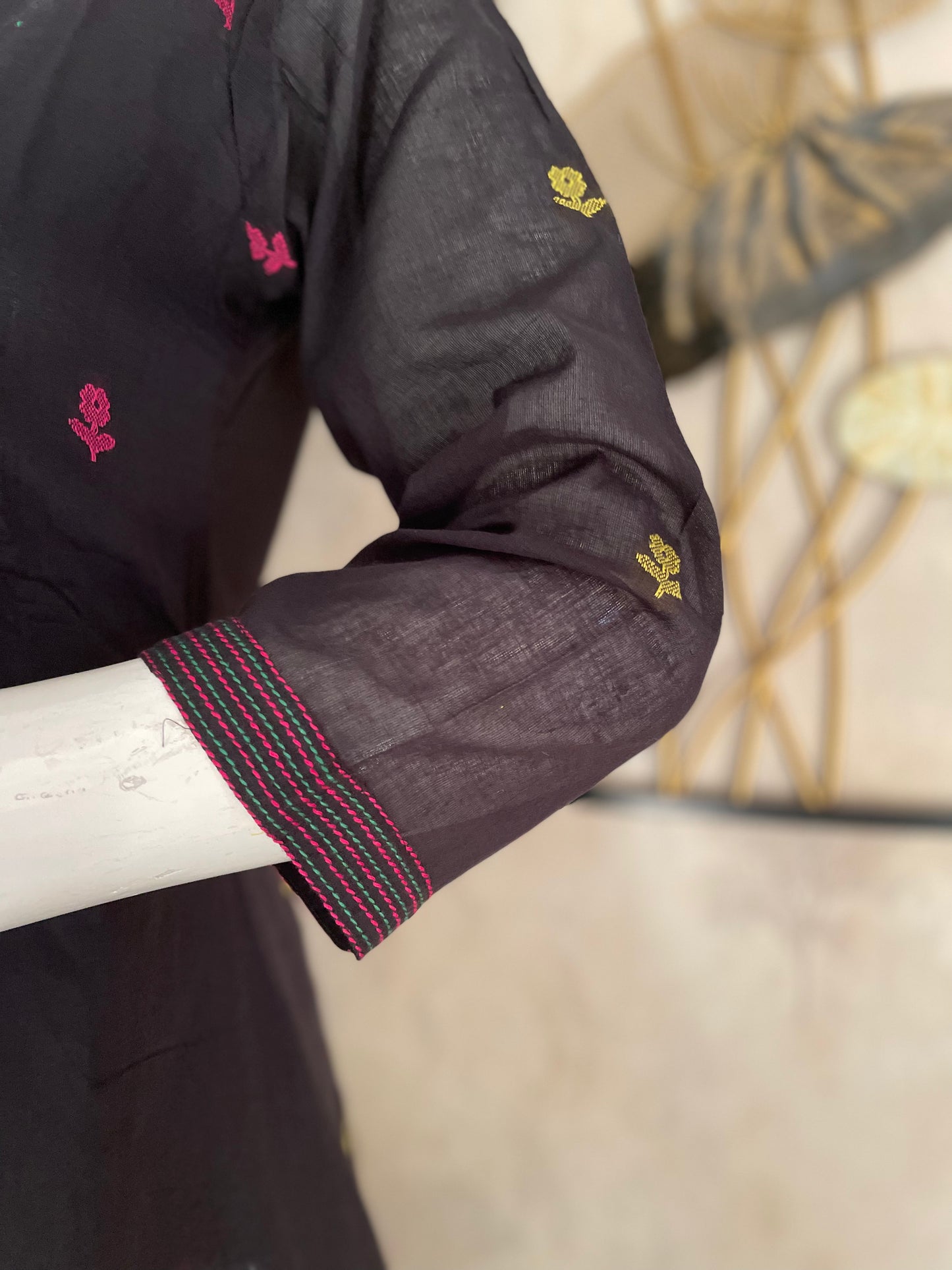 Multicolour Weave – Mul Chanderi Handloom A-Line Kurta Set