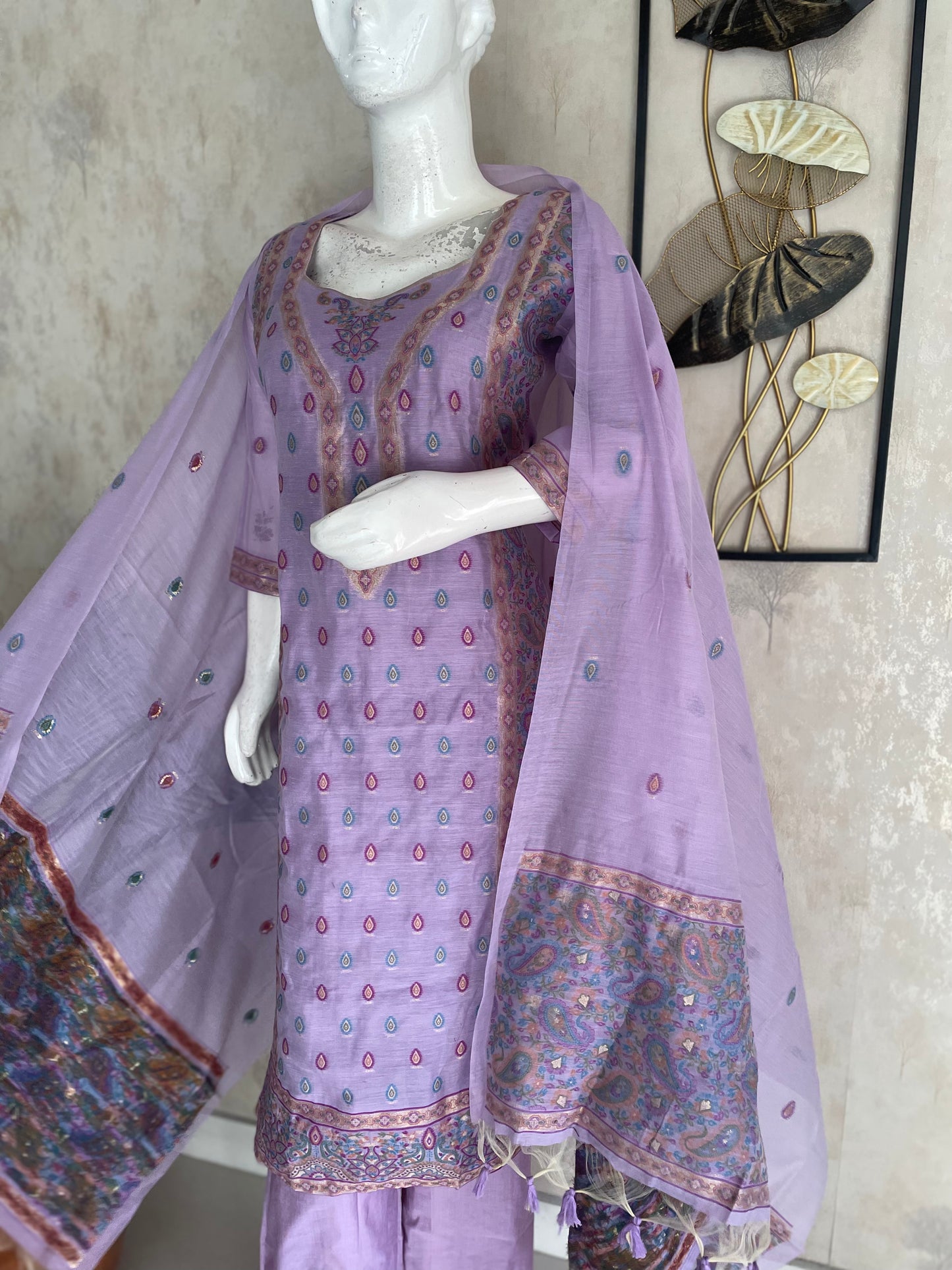 Lavender Grace – Moonga Cotton Jamdani Kurta Set