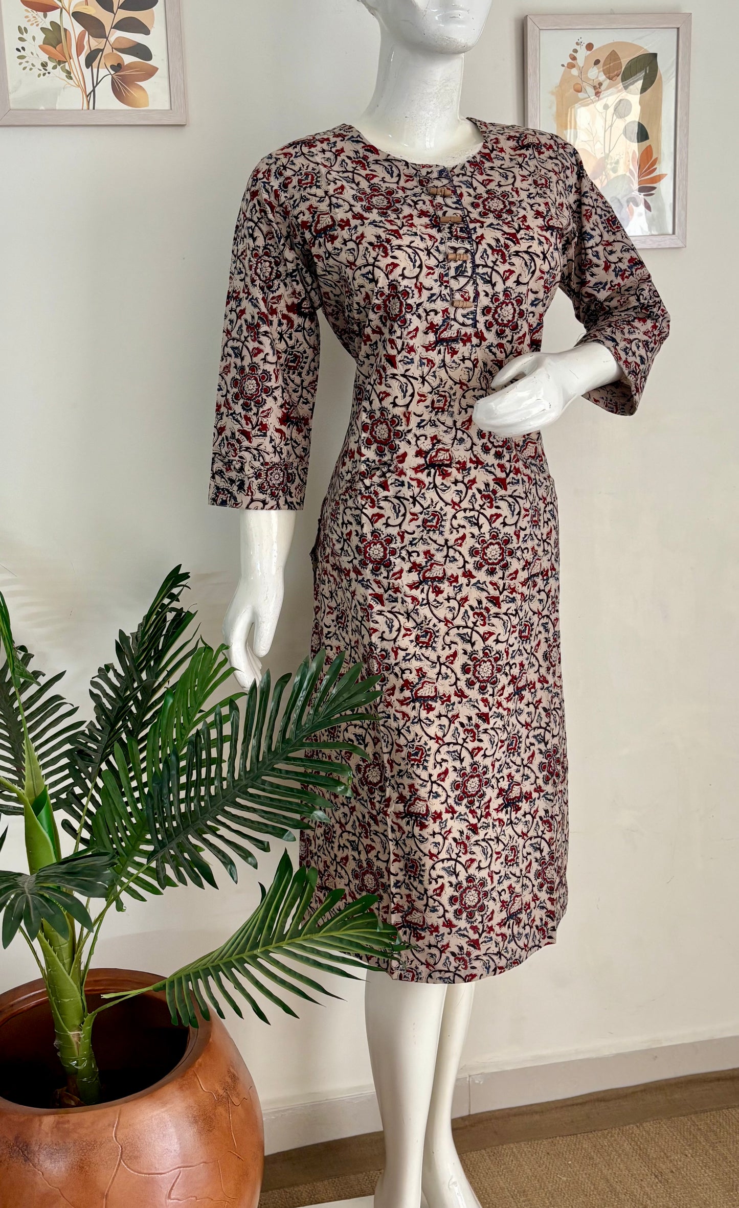 Pure Handloom Cotton Kalamkari Kurta – Timeless Everyday Charm