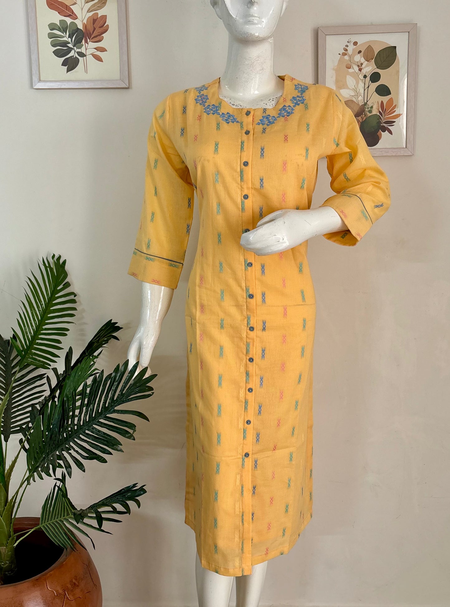 Yellow Pure Cotton Kurta