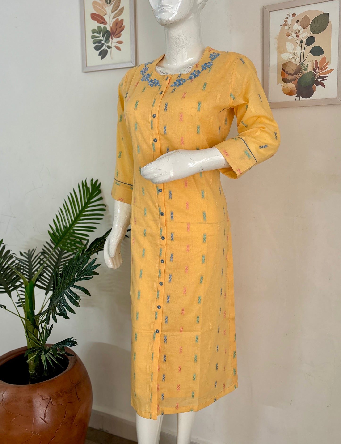 Yellow Pure Cotton Kurta
