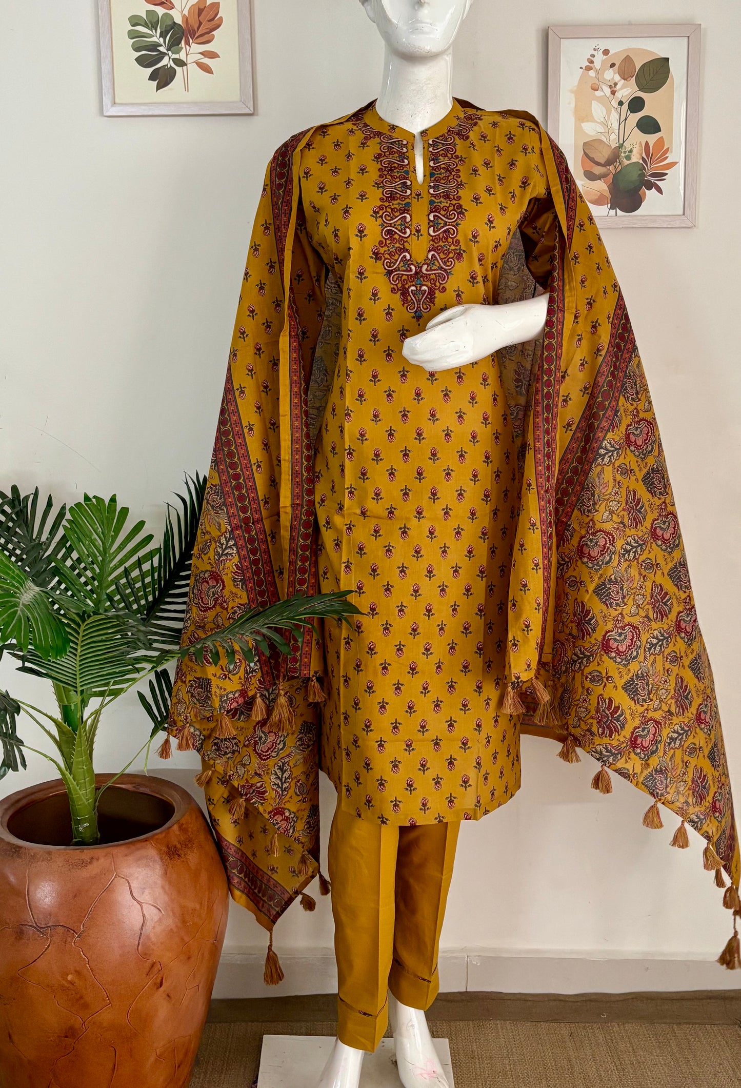 Pure Cotton Mustard Kurta Set