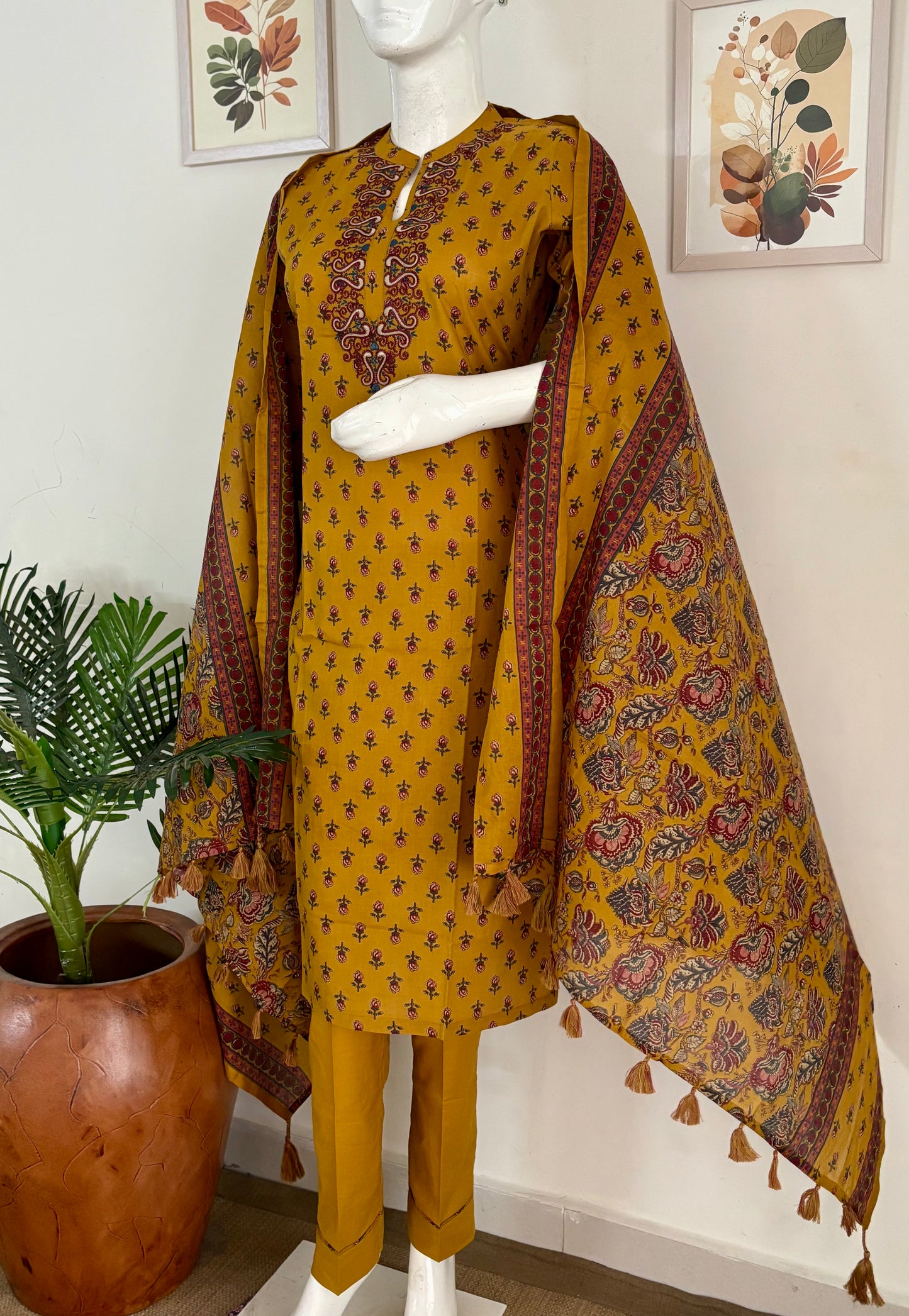 Pure Cotton Mustard Kurta Set