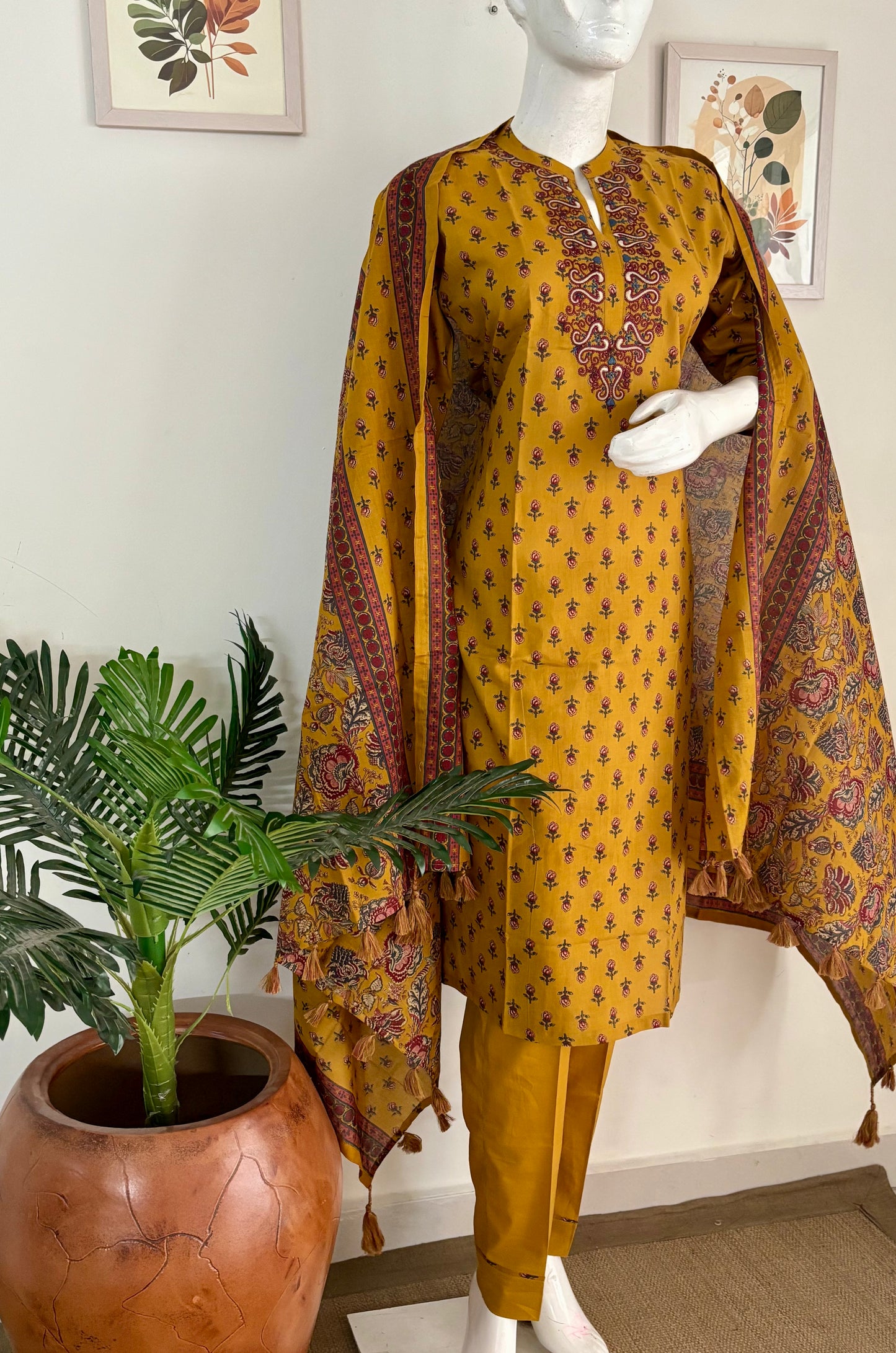 Pure Cotton Mustard Kurta Set