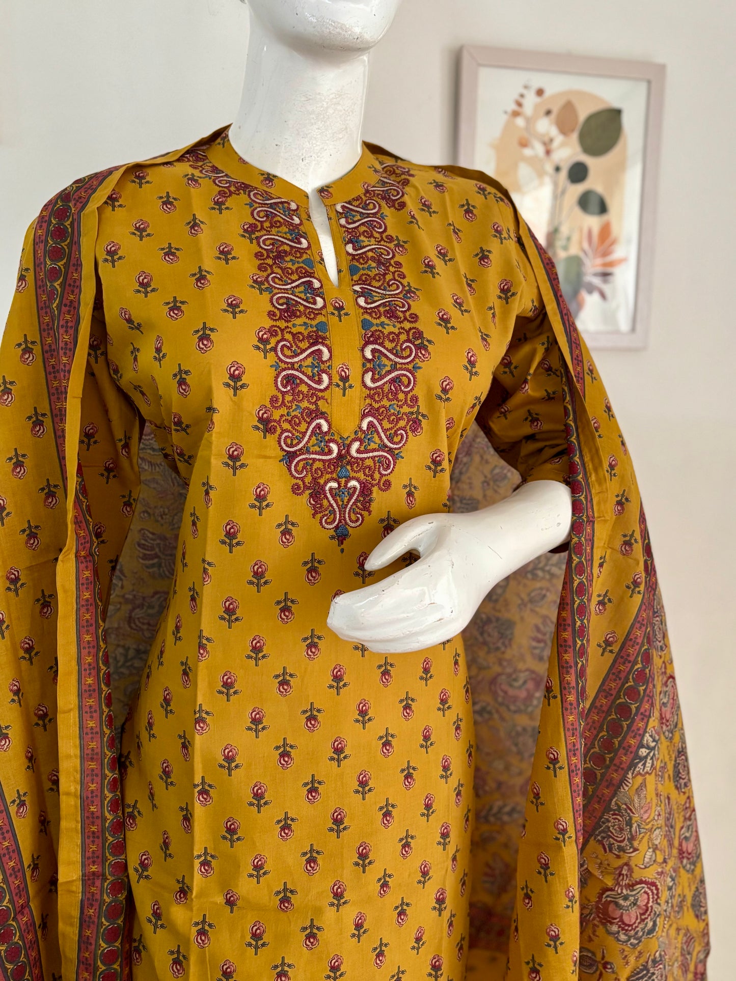 Pure Cotton Mustard Kurta Set
