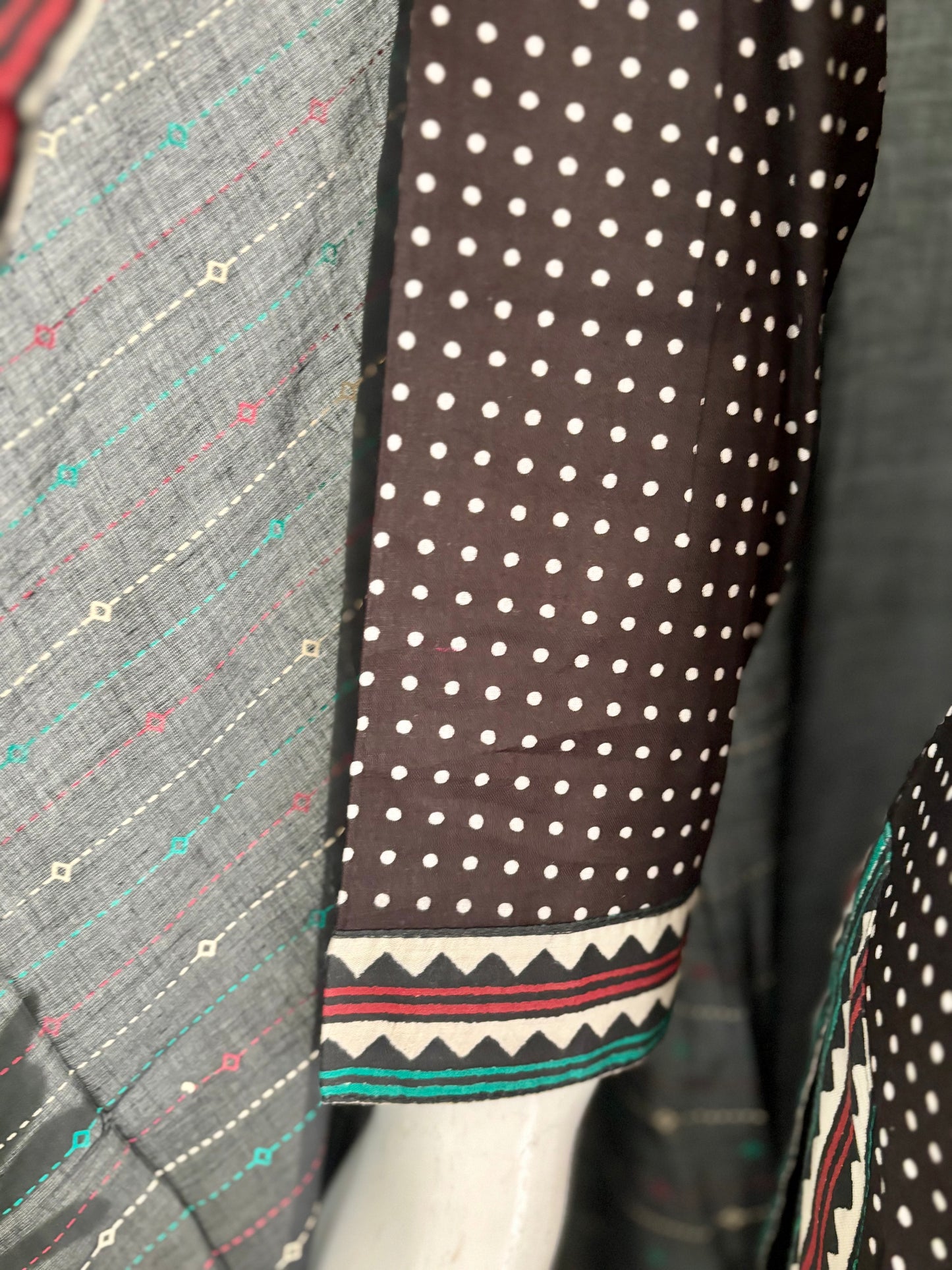 Black Handloom Cotton A-Line Kurta Set