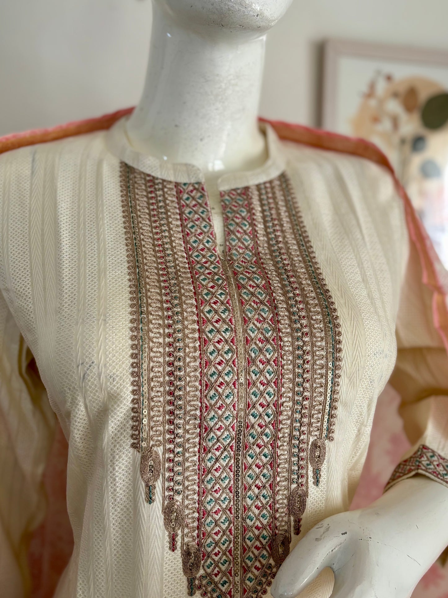 Off-White Pure Cotton Kurta Set