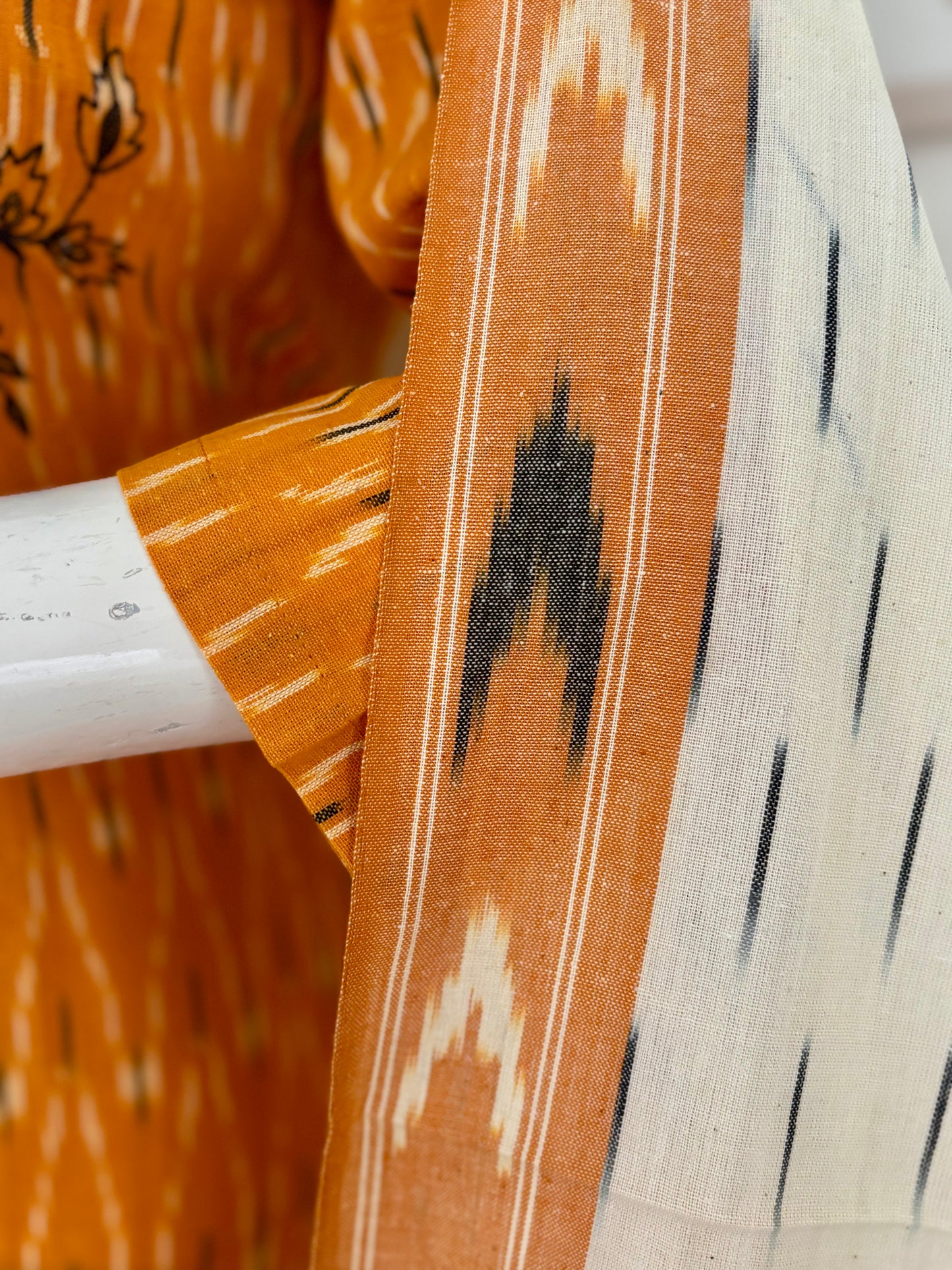 Mustard Ikkat Handloom Cotton Kurta Set