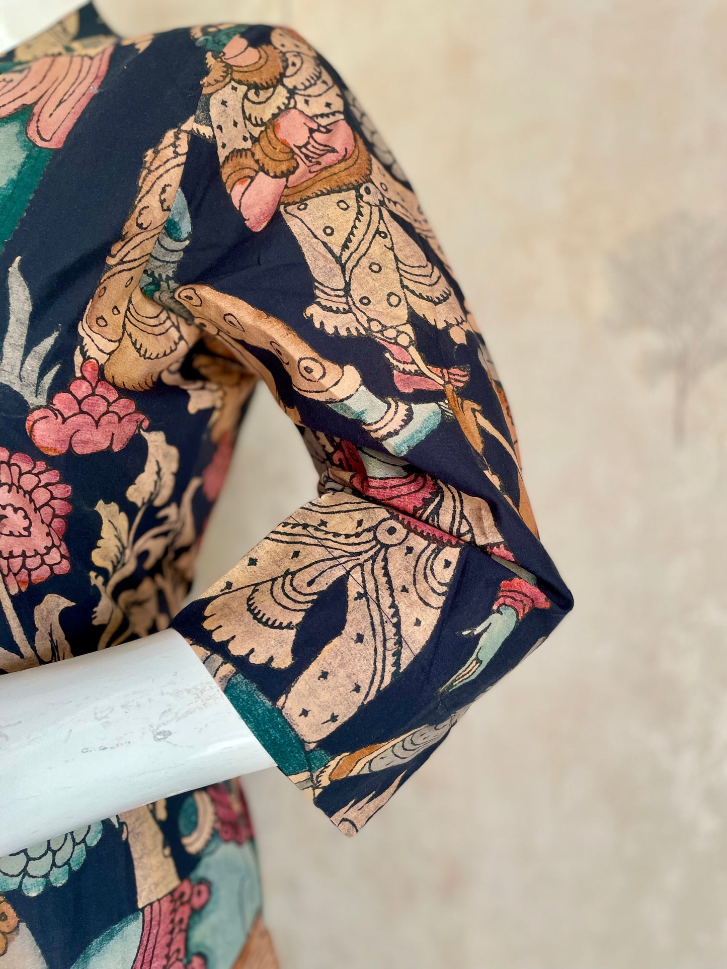 RaasRa Wearable Mythology — Black Kalamkari Block Print Pure Cotton Kurta Set — view 5