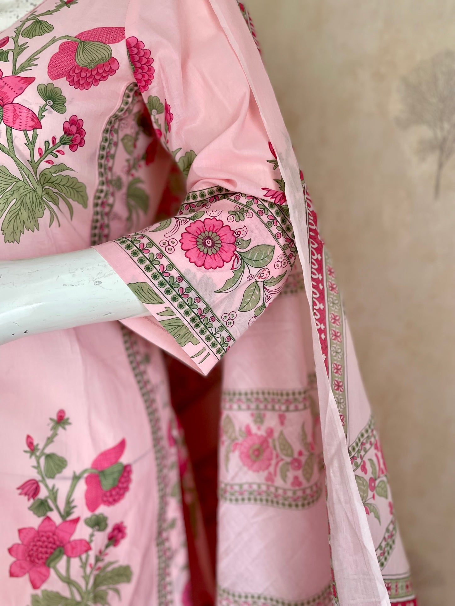 RaasRa In Full Bloom — Pink Floral Print Cotton Kurta Set with Dupatta — view 5
