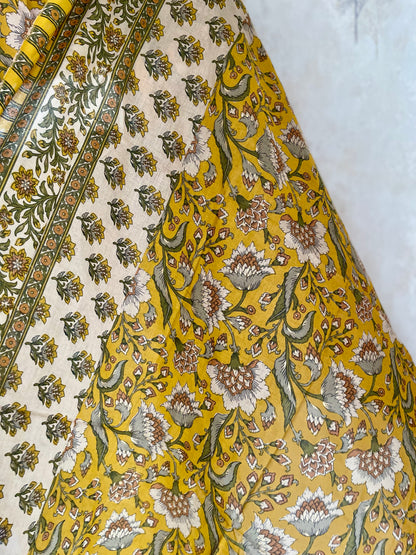 RaasRa Mustard in Full Bloom — Handblock Floral Cotton Kurta Set — view 6