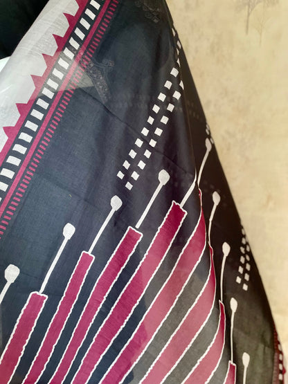 RaasRa Midnight Grace — Black Handloom Cotton Embroidered Kurta Set — view 6