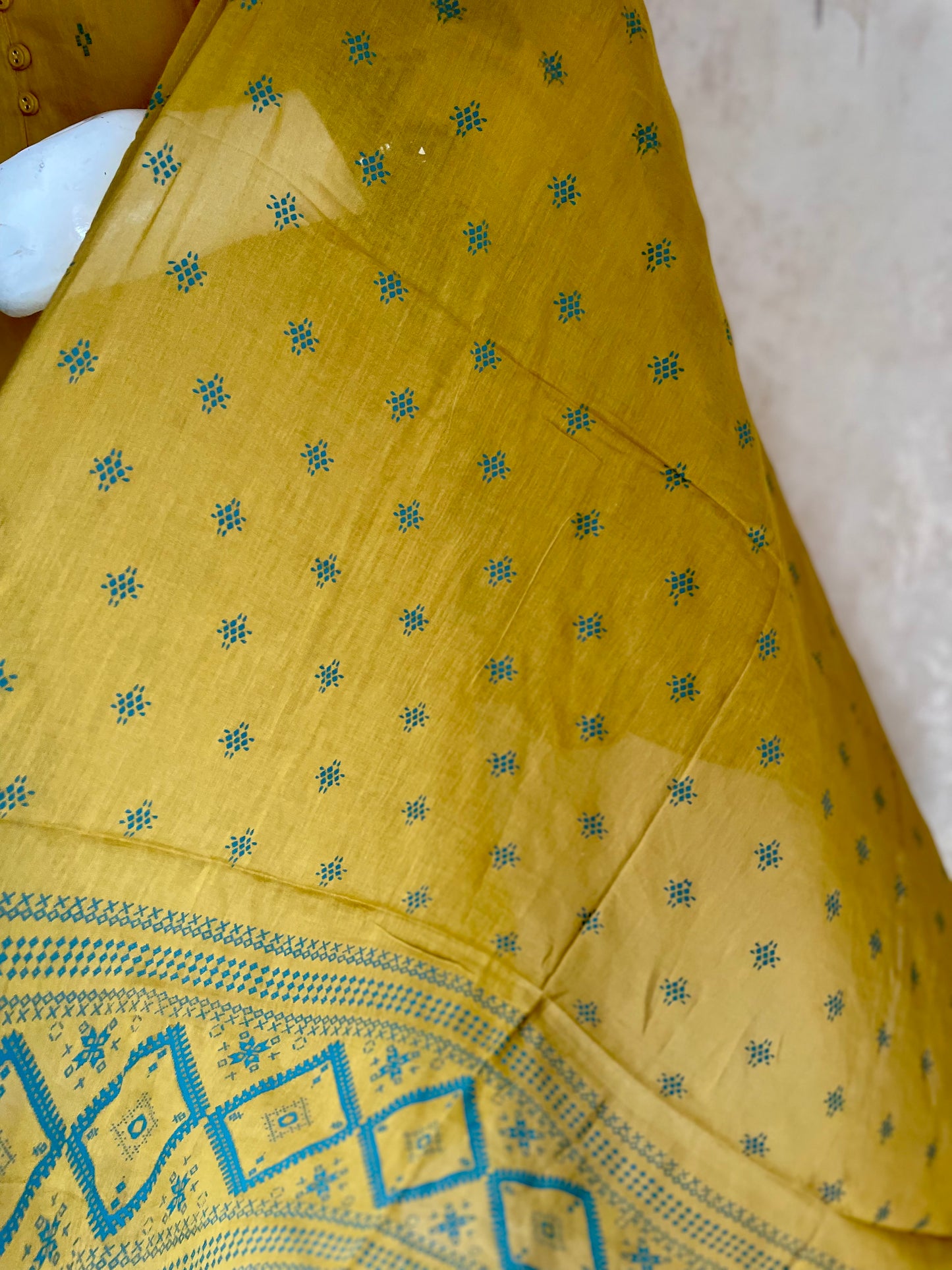 RaasRa Golden Hour Drape — Mustard Handloom Cotton Kurta Set with Embroidery — view 6