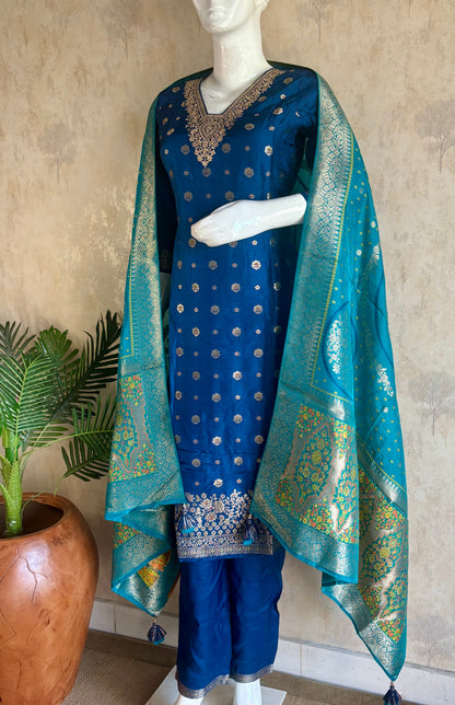 Royal Blue Banarasi Silk Kurta Set