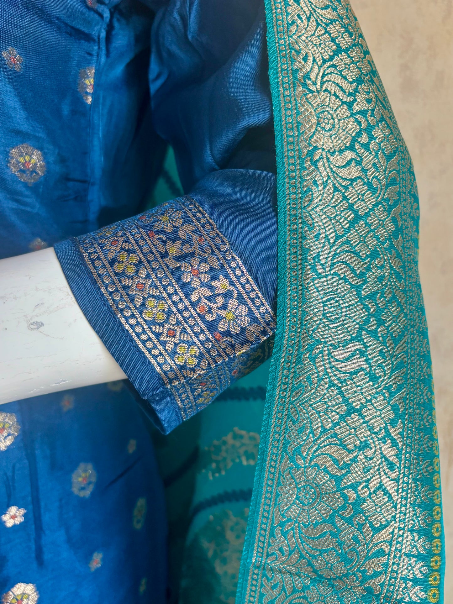 Royal Blue Banarasi Silk Kurta Set