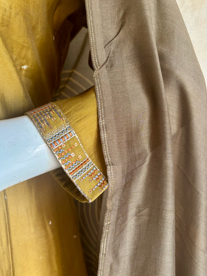Golden Silk Zari Buta Kurta Set