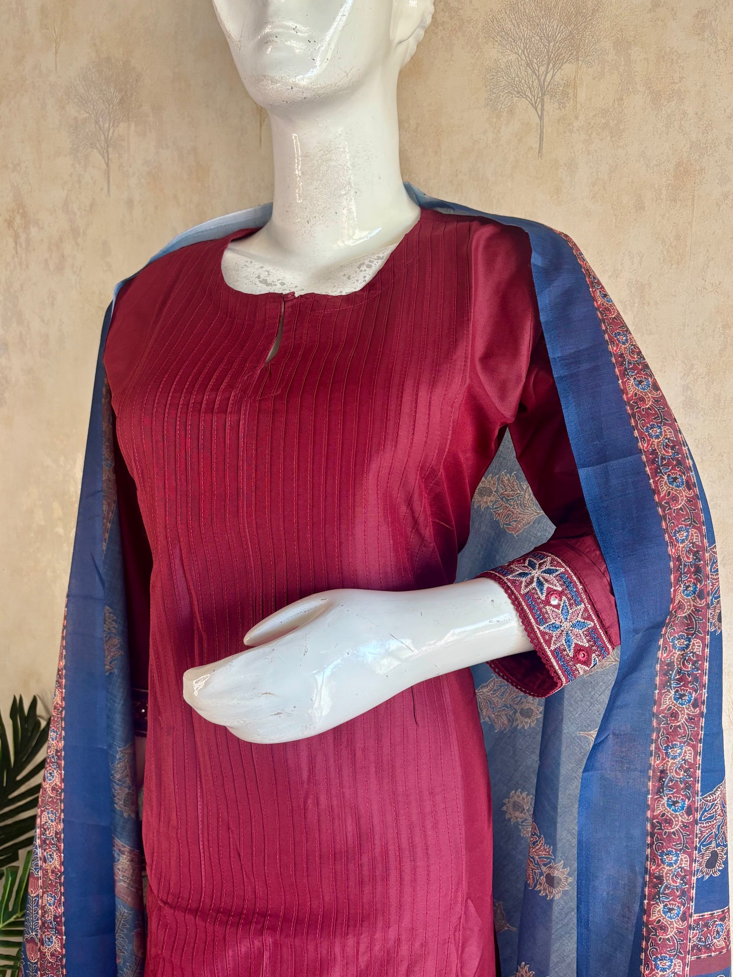 Mehroon Silk Kurta Set