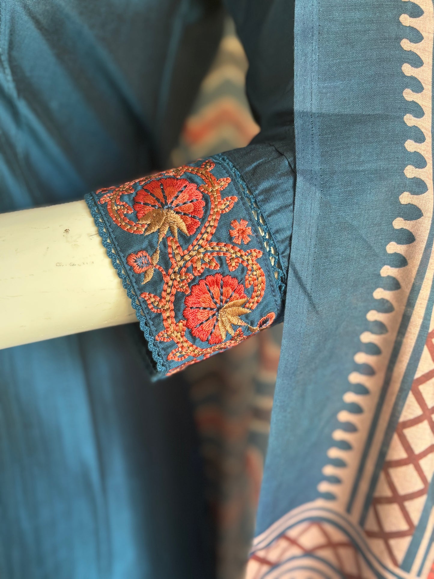 Teal Blue Silk Kurta Set