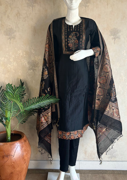 Black Silk Kurta Set