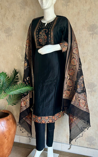 Black Silk Kurta Set