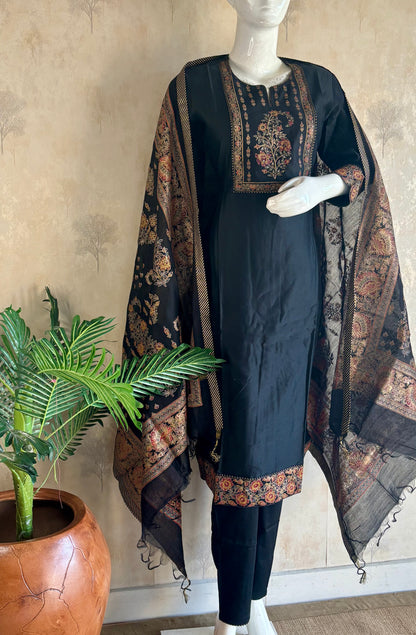 Black Silk Kurta Set