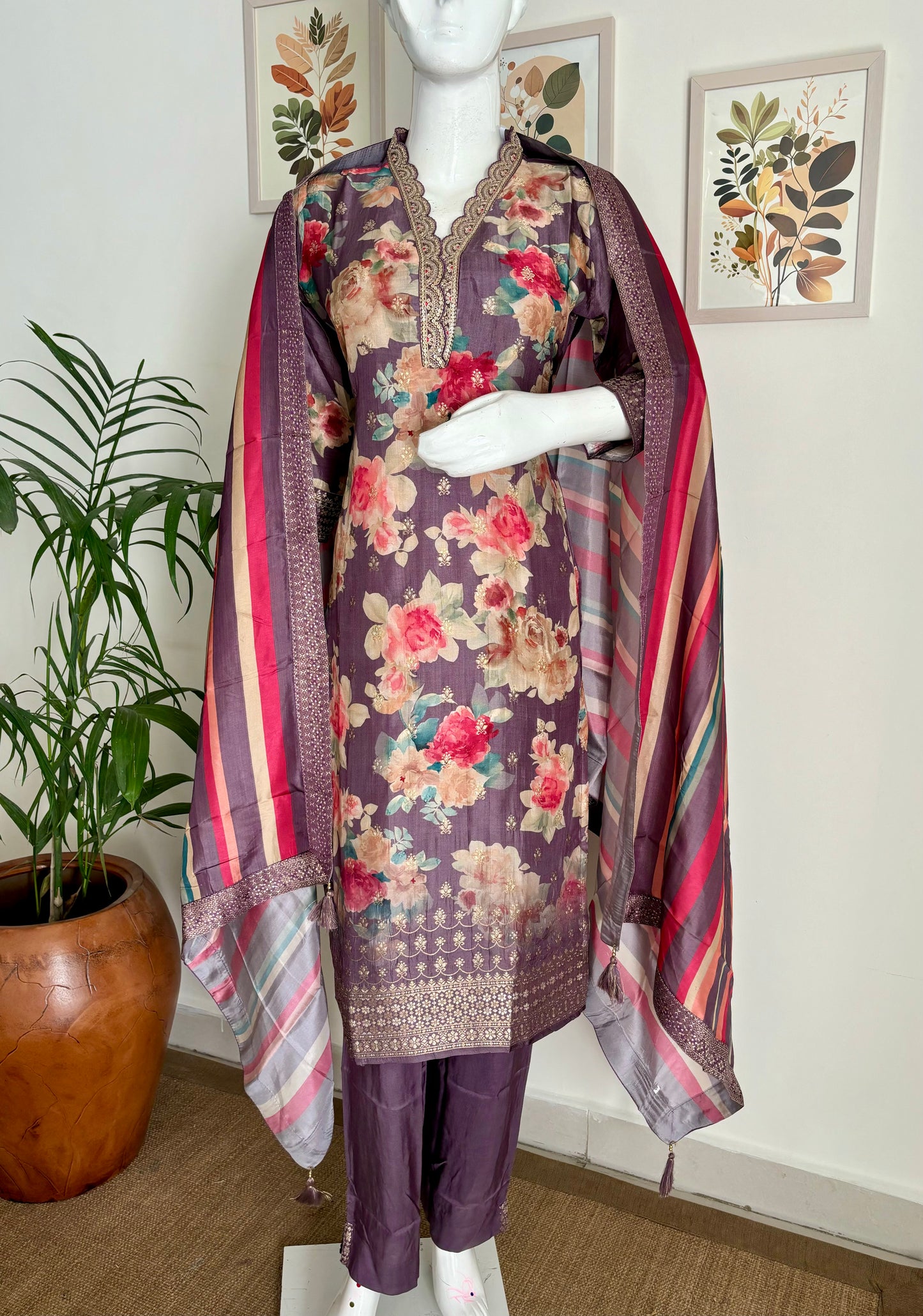 Regal in Purple Banarasi Silk Kurta Set