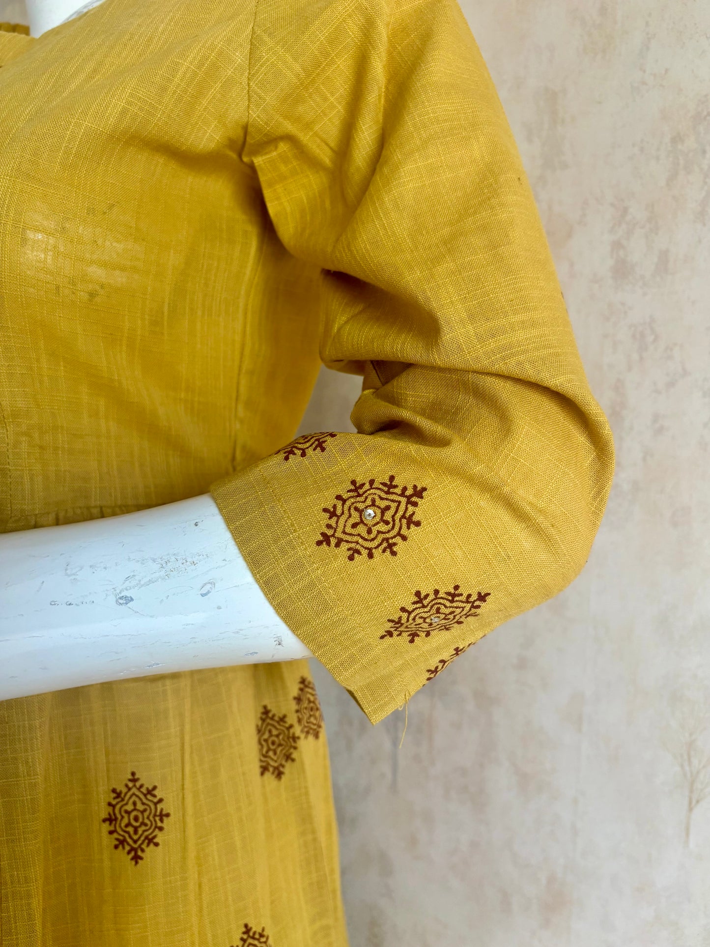 Yellow Handloom Cotton A-Line Kurta Set