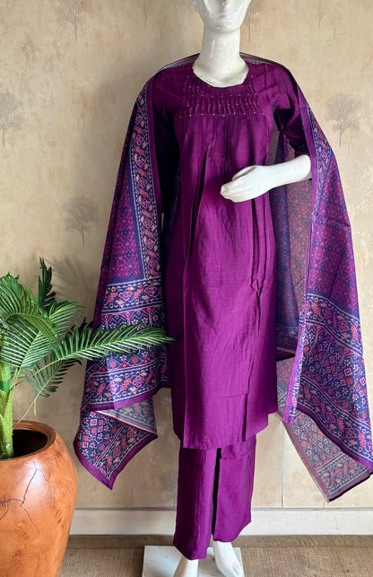 Purple Silk Kurta Set