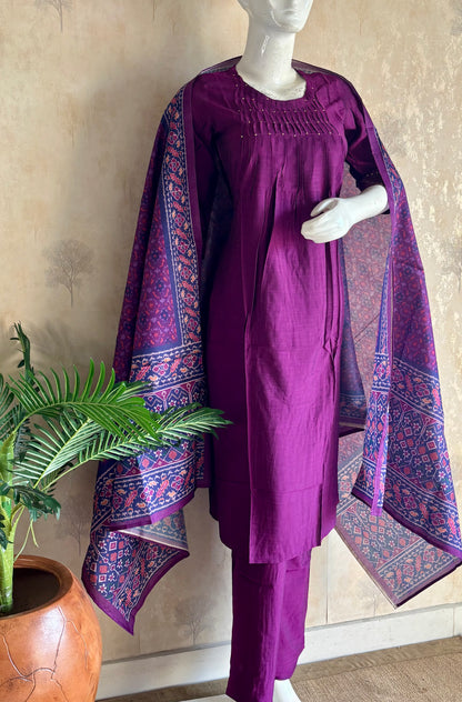Purple Silk Kurta Set