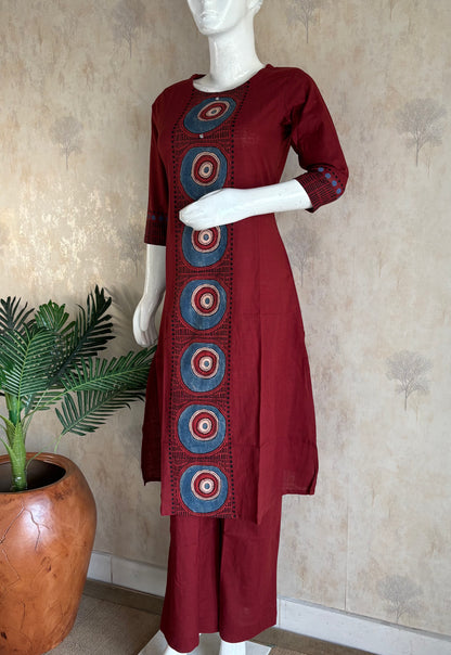Mehroon A-Line Kurta Set
