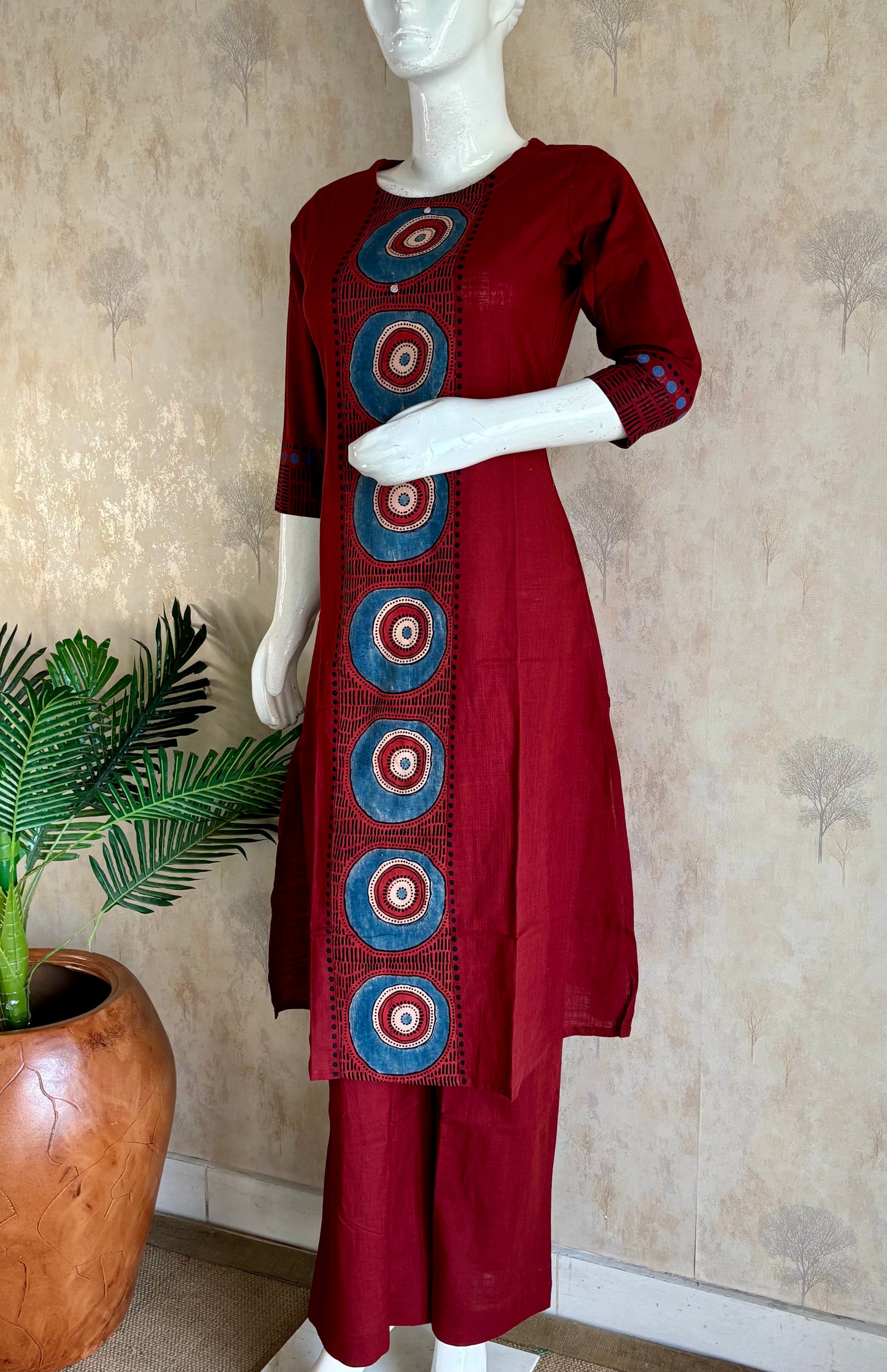 Mehroon A-Line Kurta Set