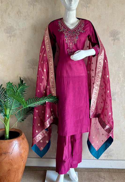 Silk A-Line Kurta Set