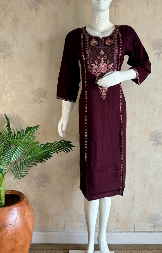 A-Line Kurta with Kashmiri Embroidery