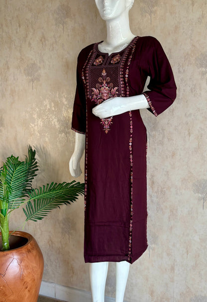 A-Line Kurta with Kashmiri Embroidery