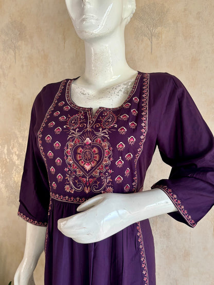A-Line Kurta with Kashmiri Embroidery