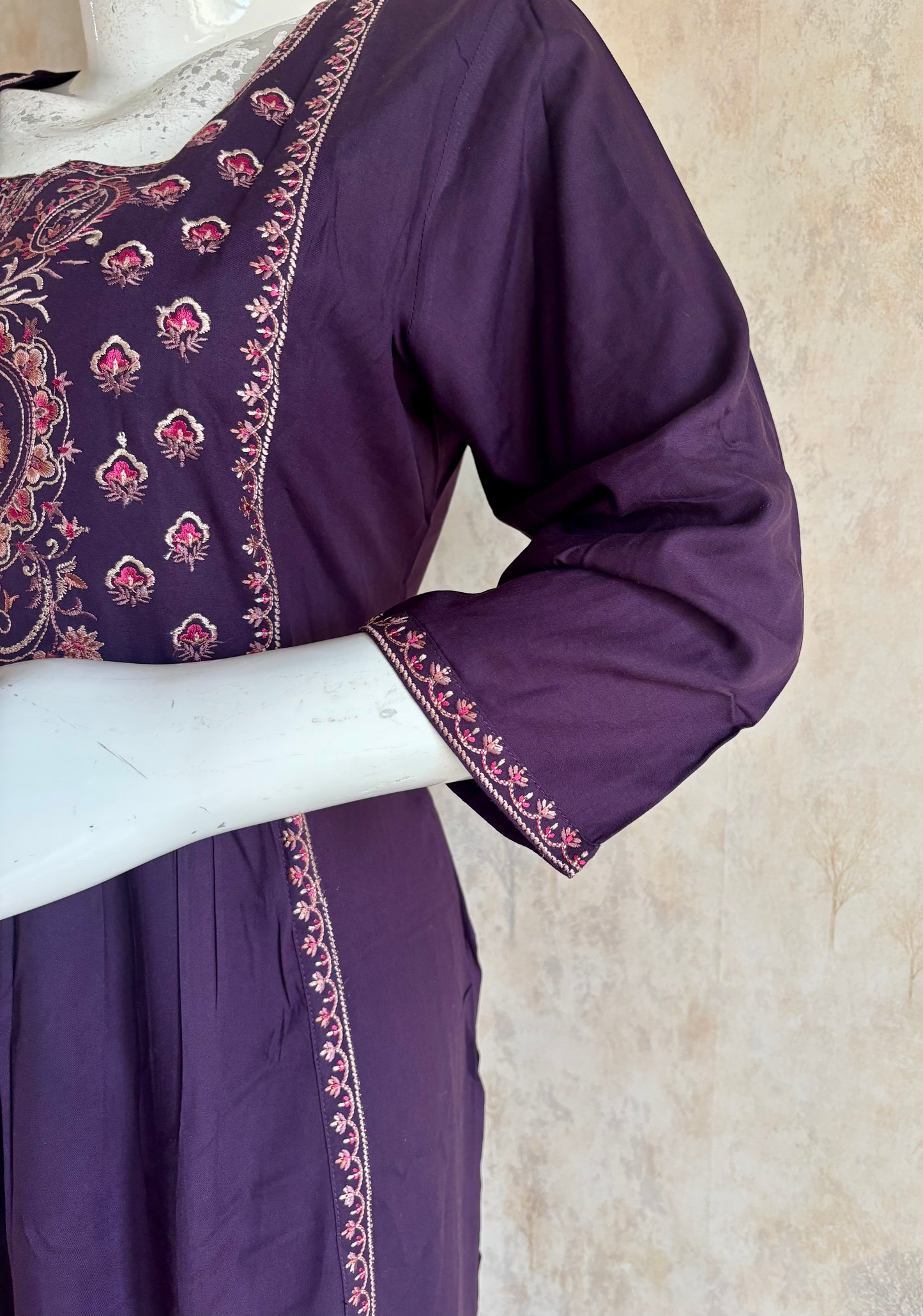 A-Line Kurta with Kashmiri Embroidery