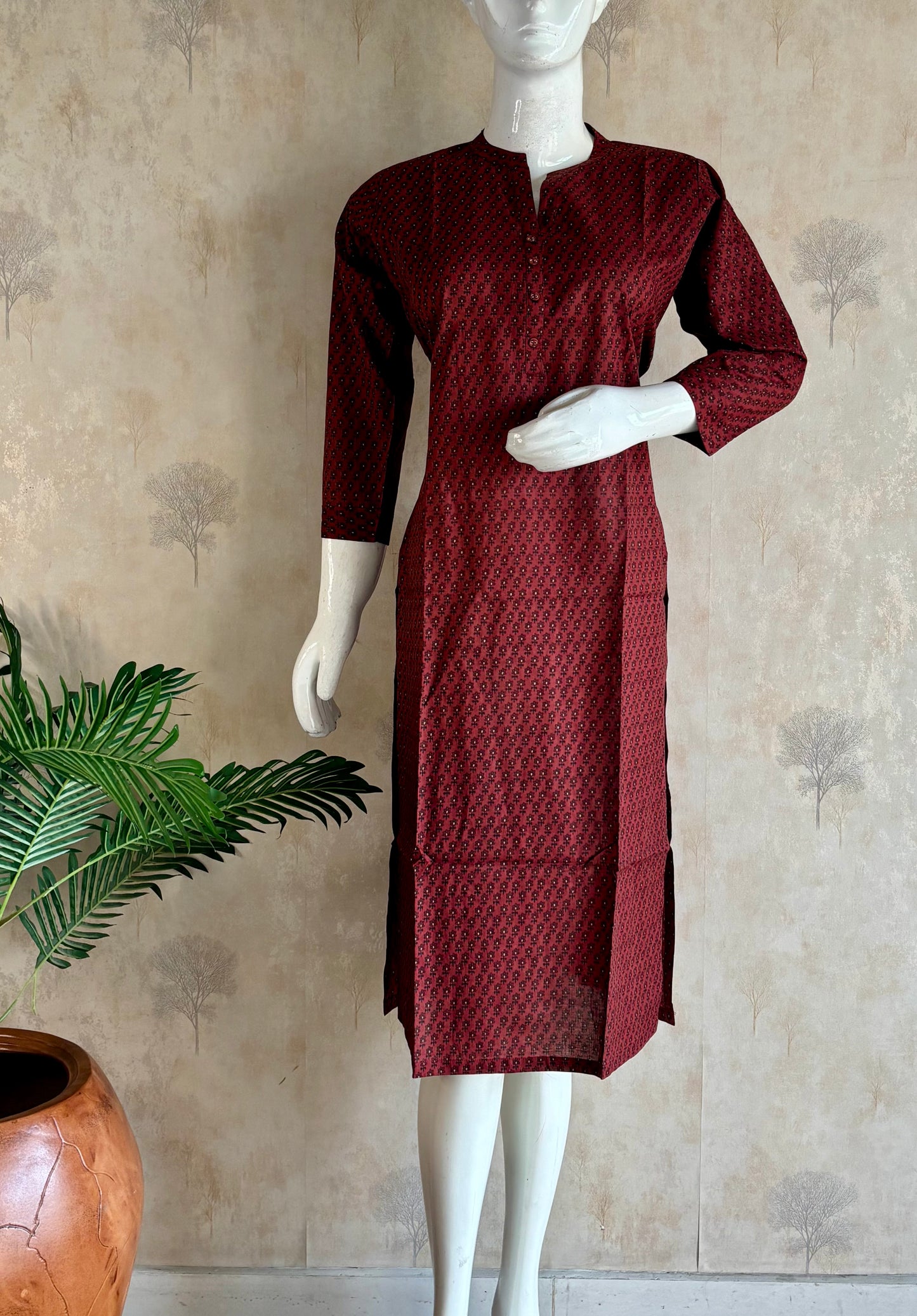 Mehroon Cotton Kurta