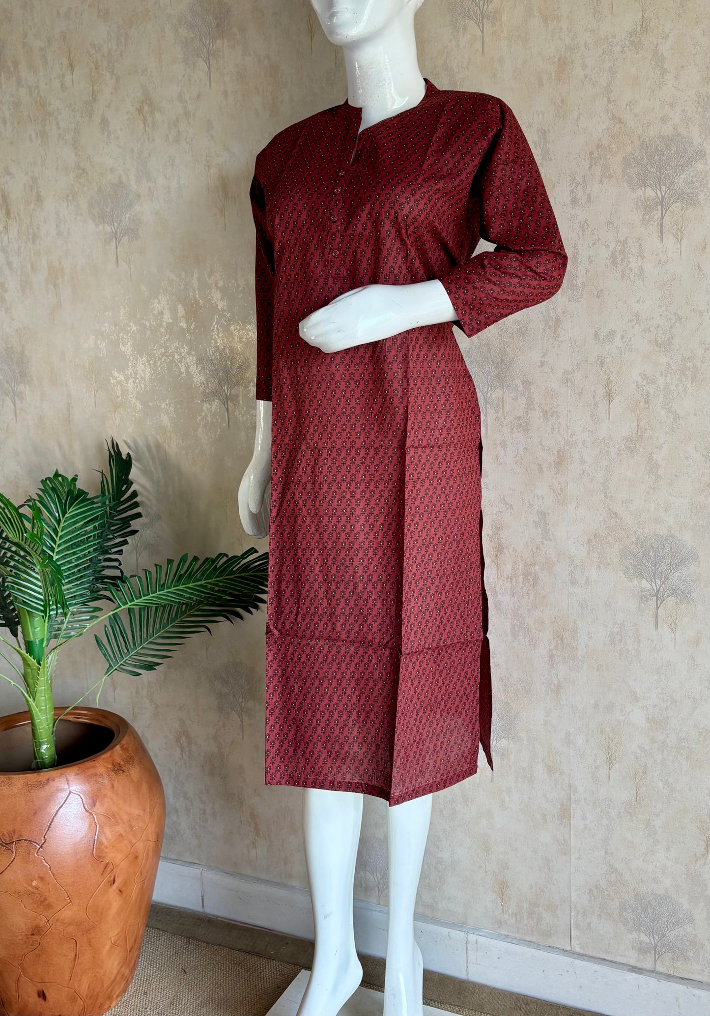 Mehroon Cotton Kurta