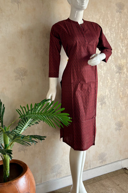 Mehroon Cotton Kurta