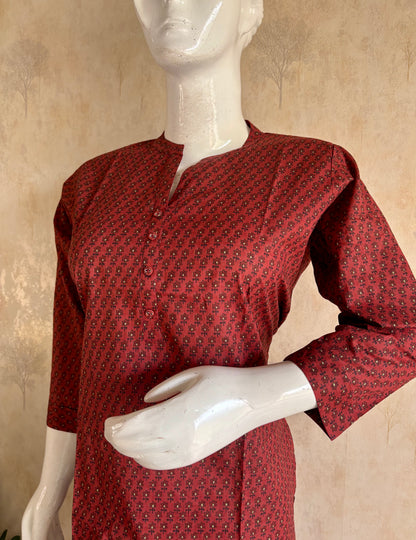 Mehroon Cotton Kurta