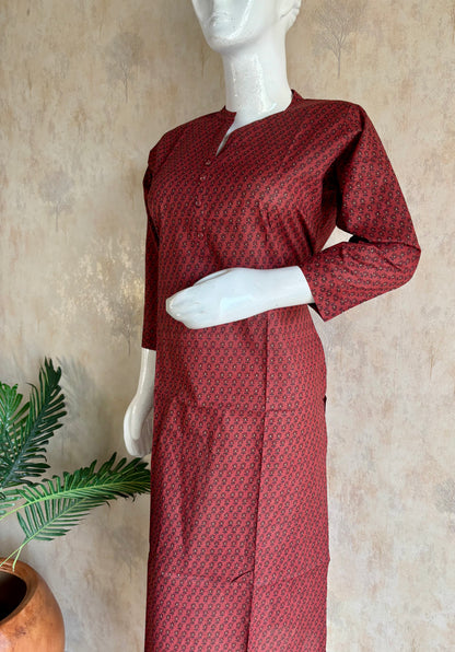 Mehroon Cotton Kurta