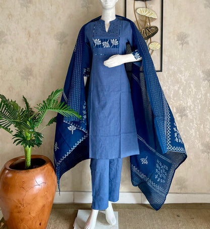 Indigo Calm, Handcrafted Soul — Blue Dabbu Handblock Cotton Kurta Set