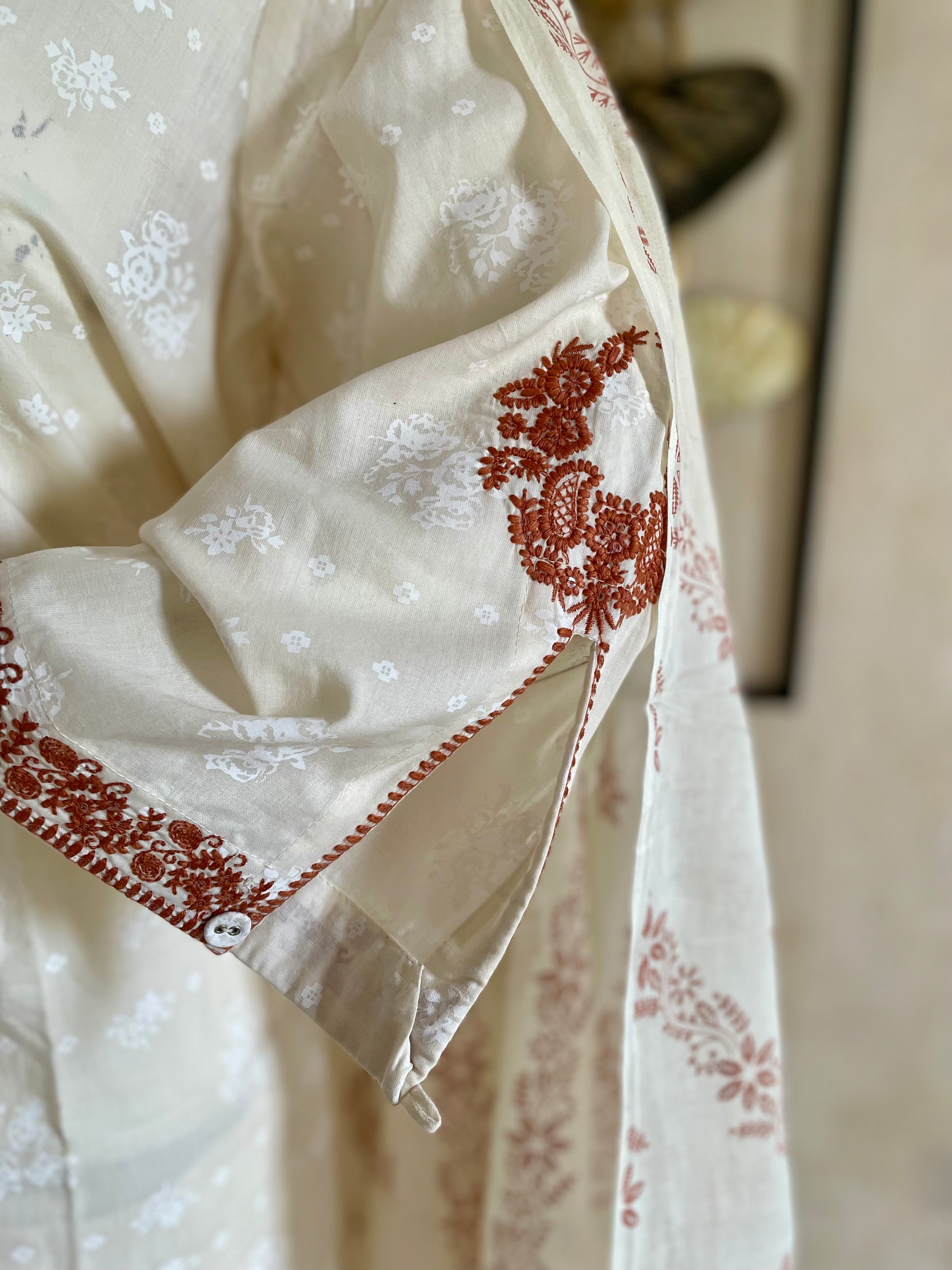 RaasRa Ivory Reverie — Off-White Cotton Kurta Set with Embroidery & Dupatta — view 5